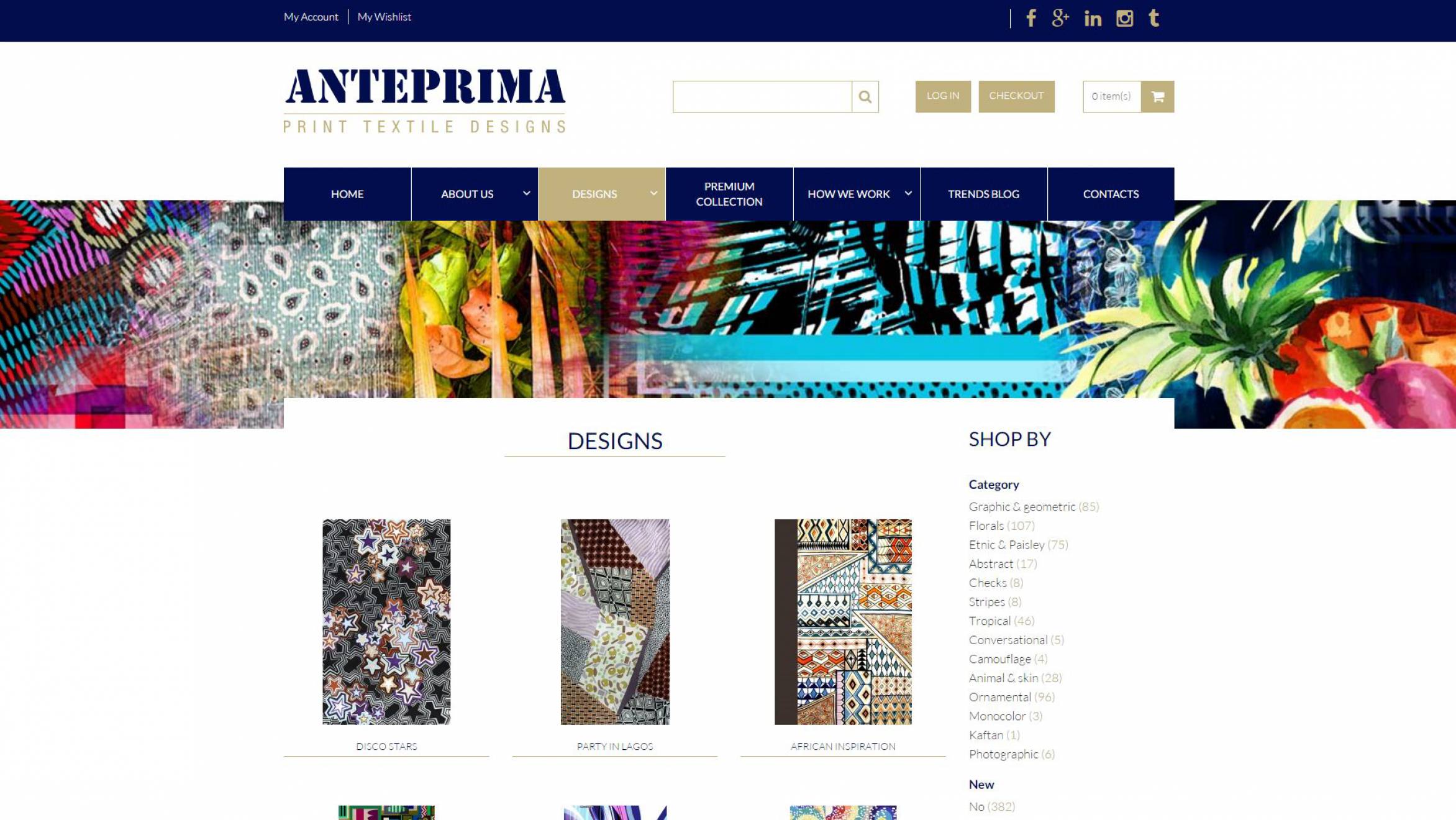 Pagina prodotti home Anteprima e-commerce
