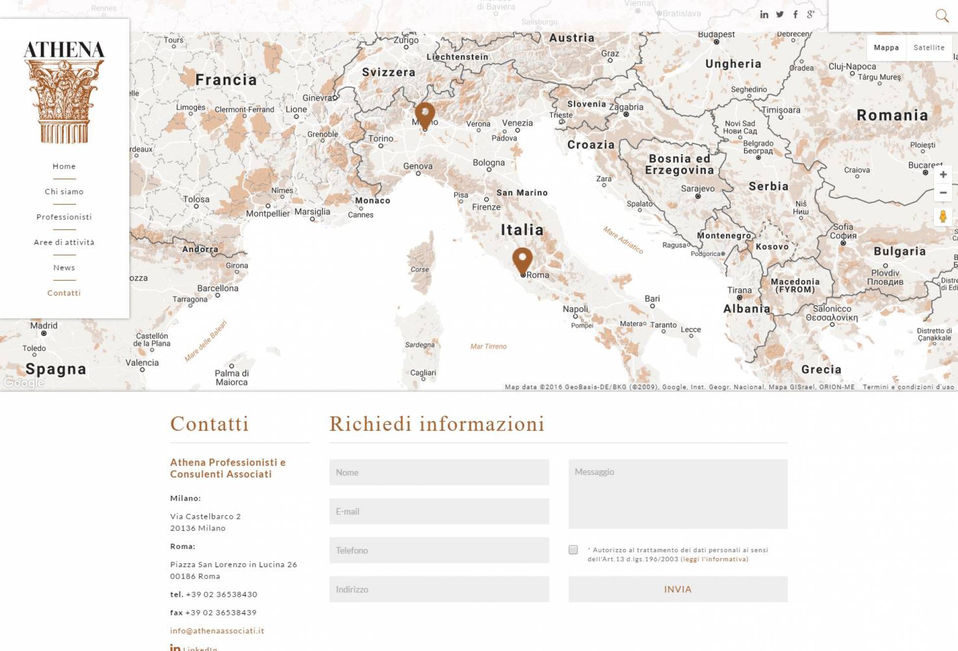 Personalizzazione mappa sito internet responsive Athena Associati NewVisibility web agency Como