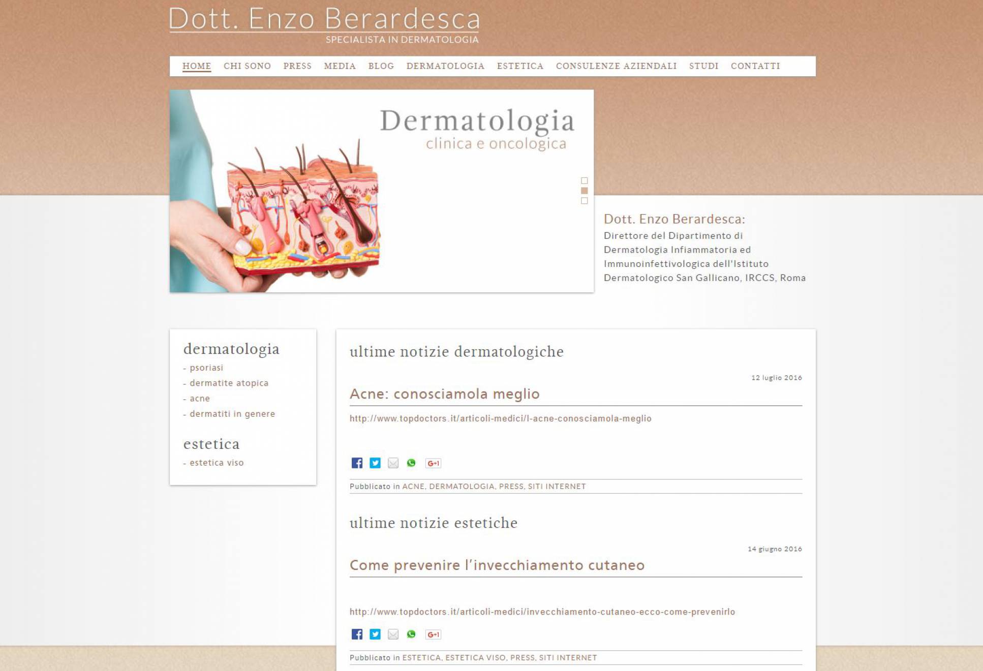 Homepage sito internet responsive Dottor Berardesca