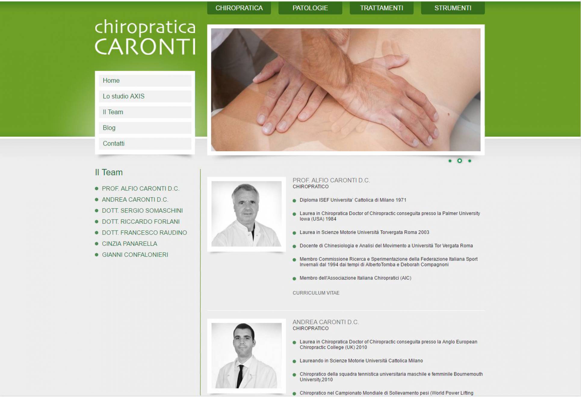 Team Chiropratica Caronti sito internet NewVisibility