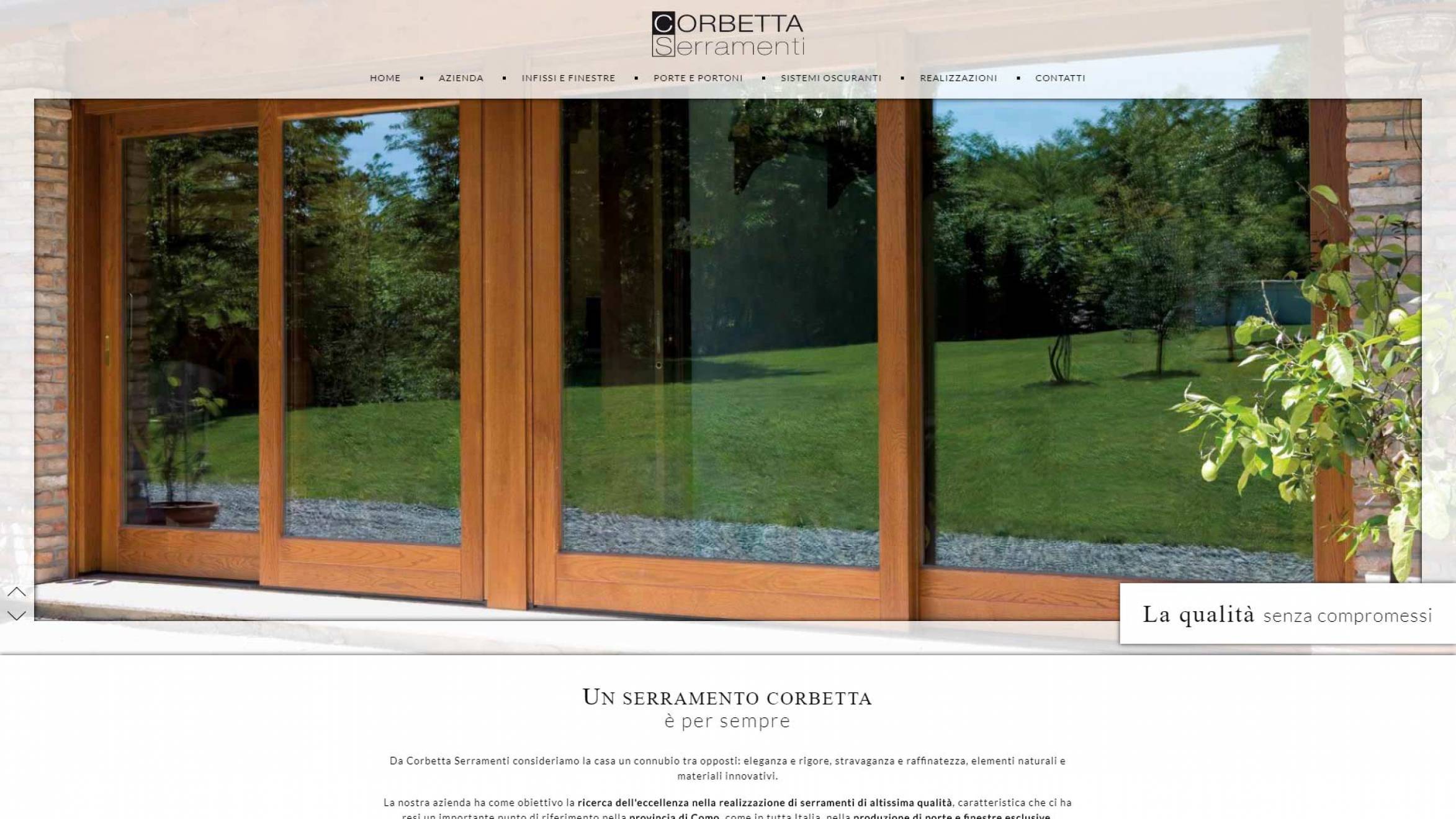 home page sito internet corbetta serramenti realizzato da newvisibility