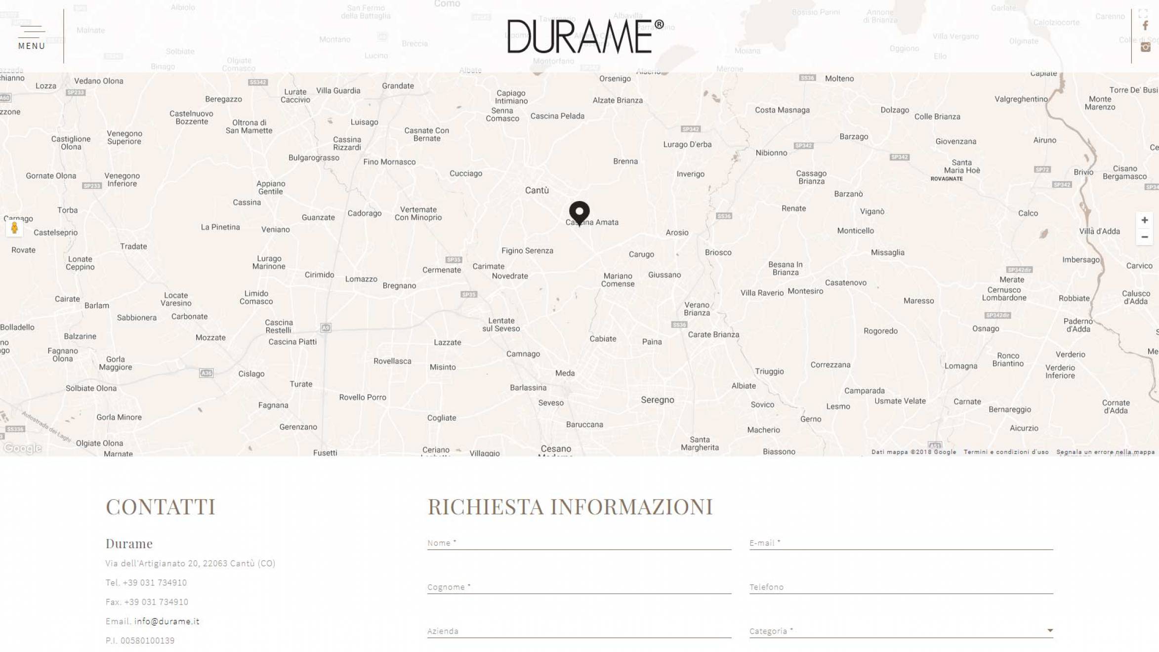 pagina sito internet Durame realizzato da NewVisibility