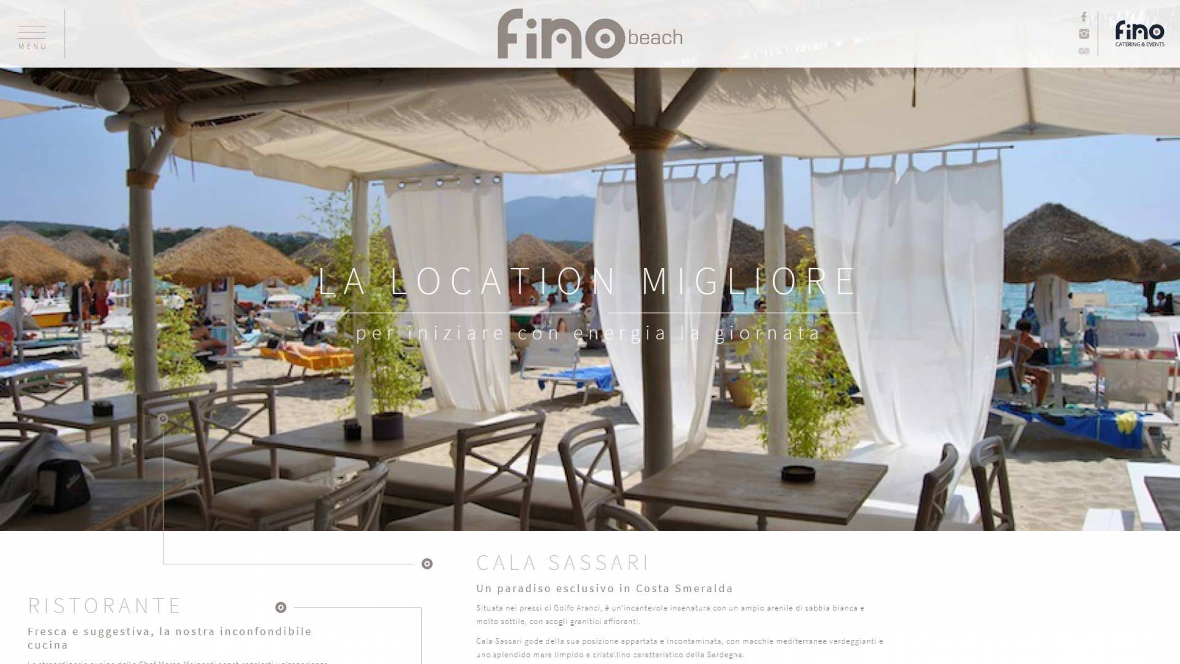 Home page sito internet Fino Beach Newvisibility