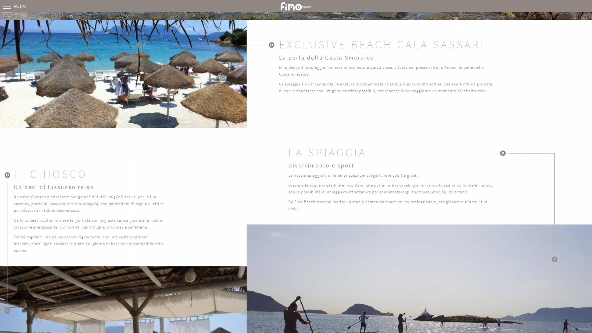 pagina sito internet fino beach realizzato da newvisibility
