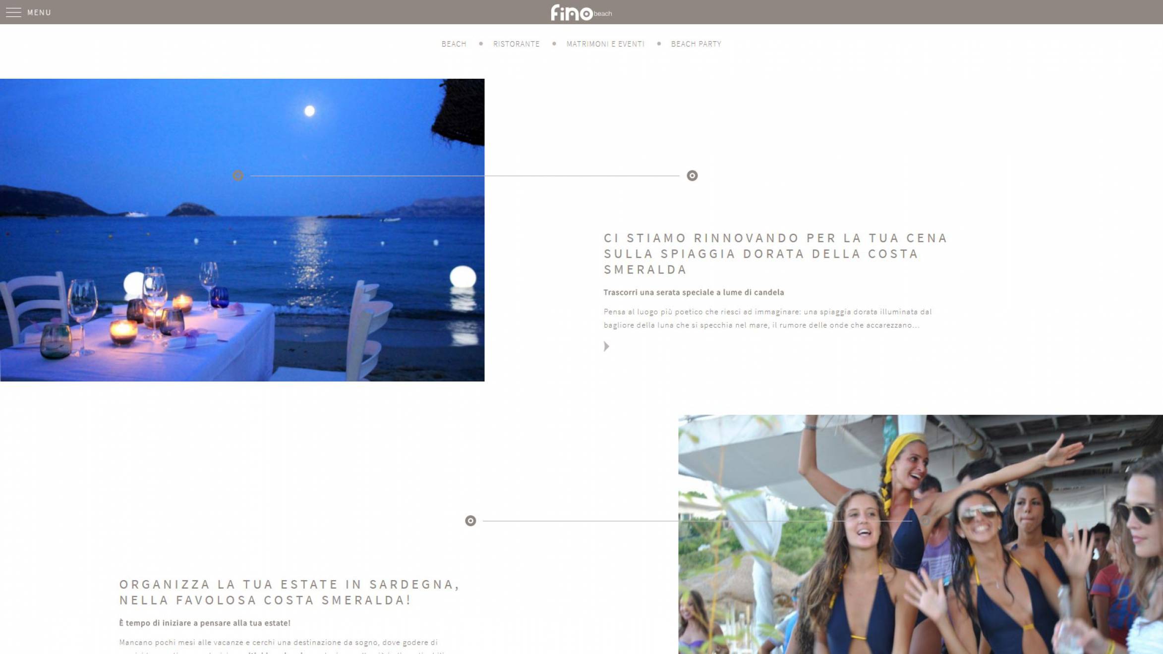 pagina sito internet fino beach realizzato da newvisibility