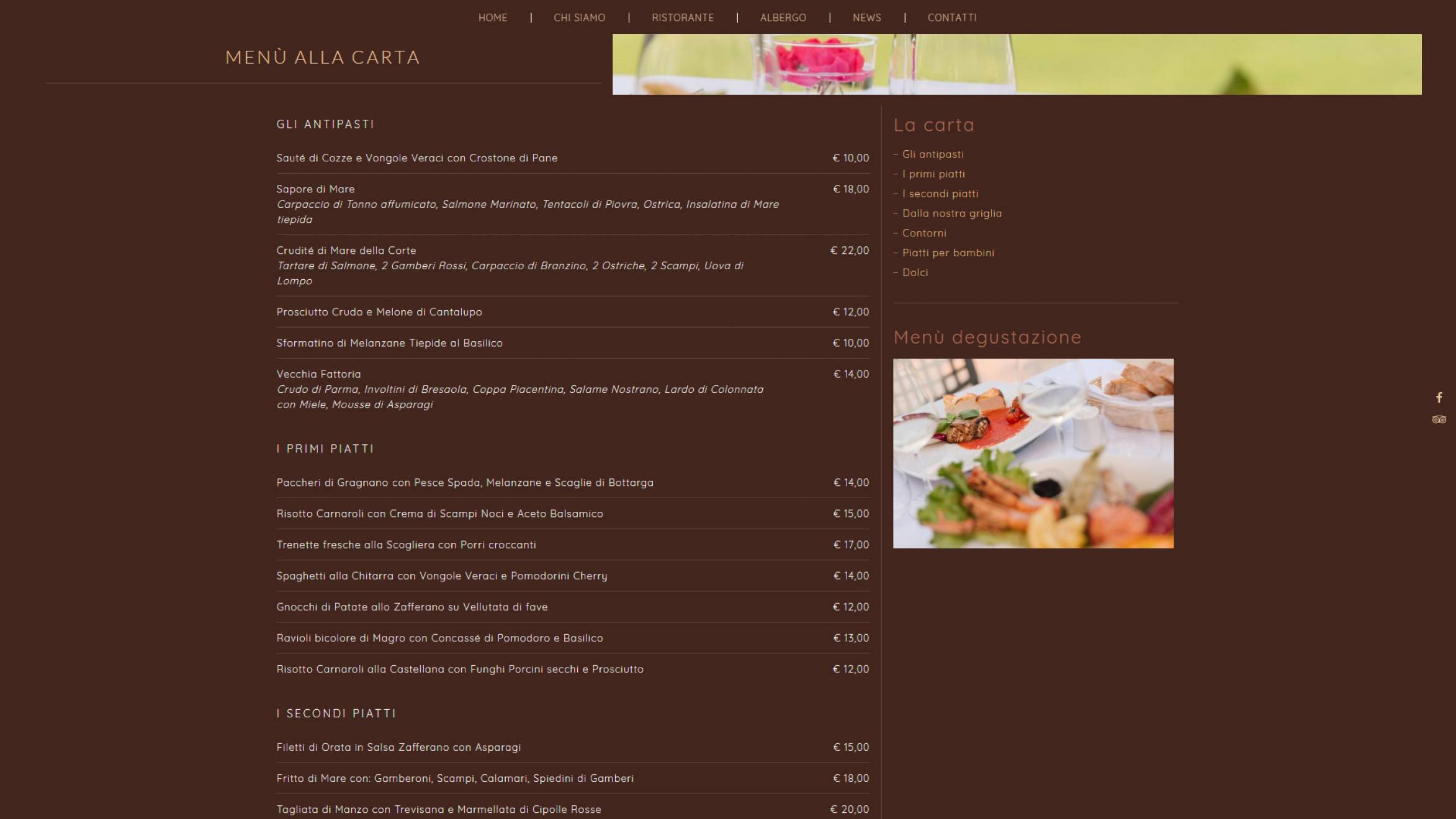 Sito internet responsive ristorante albergo la corte realizzato da newvisibility