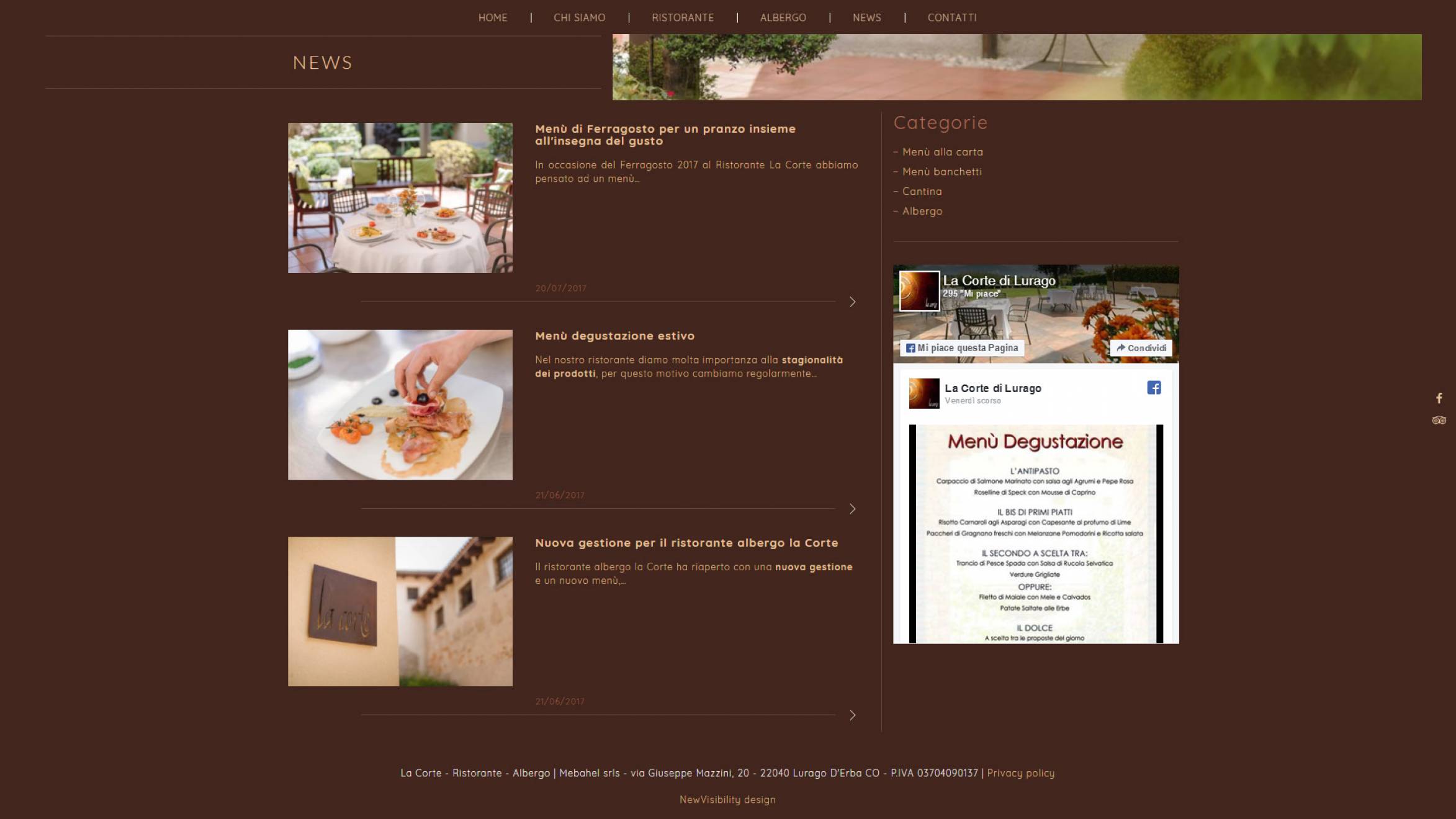 Sito internet responsive ristorante albergo la corte realizzato da newvisibility