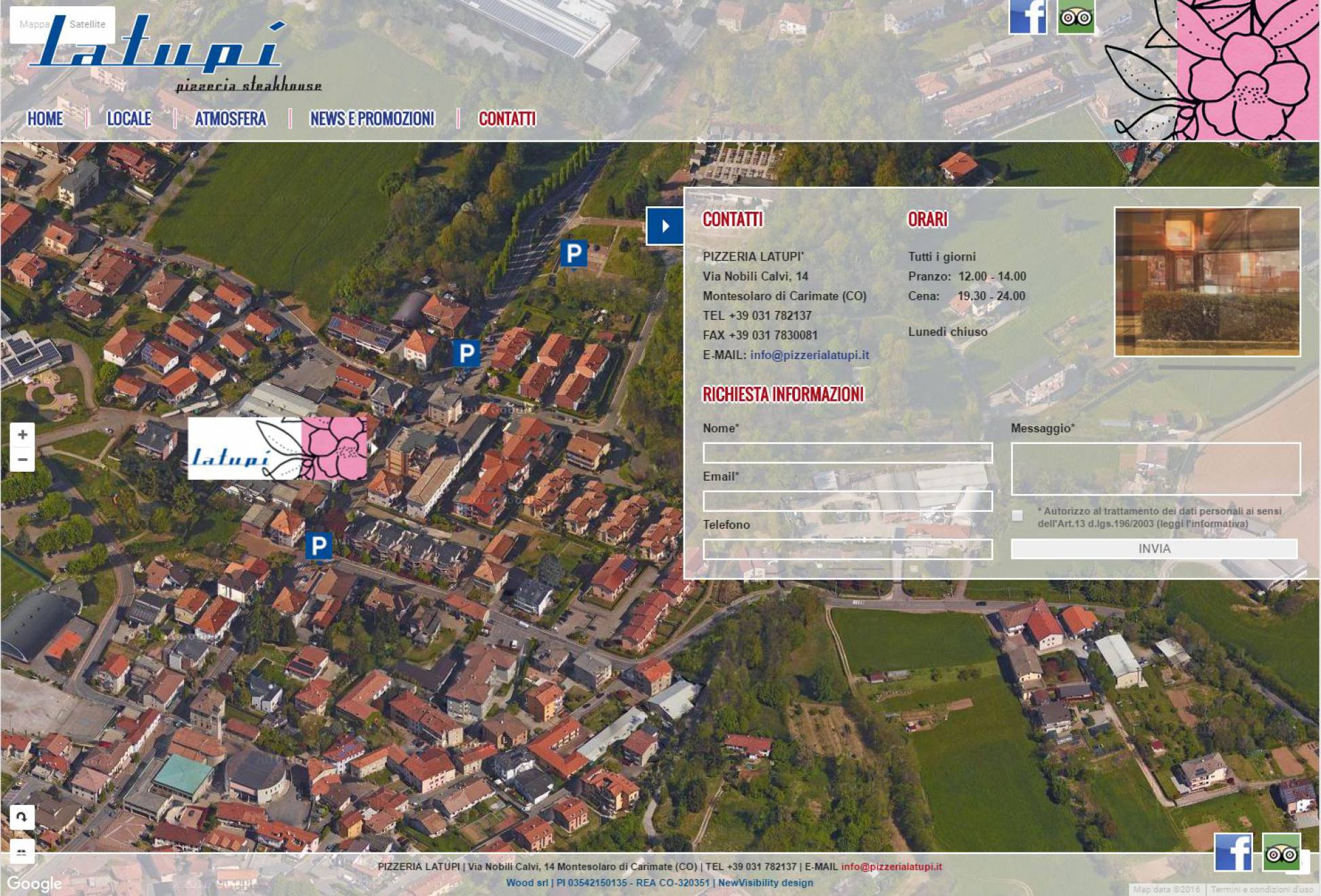 Contatti mappa aerea sito internet responsive La Tupì