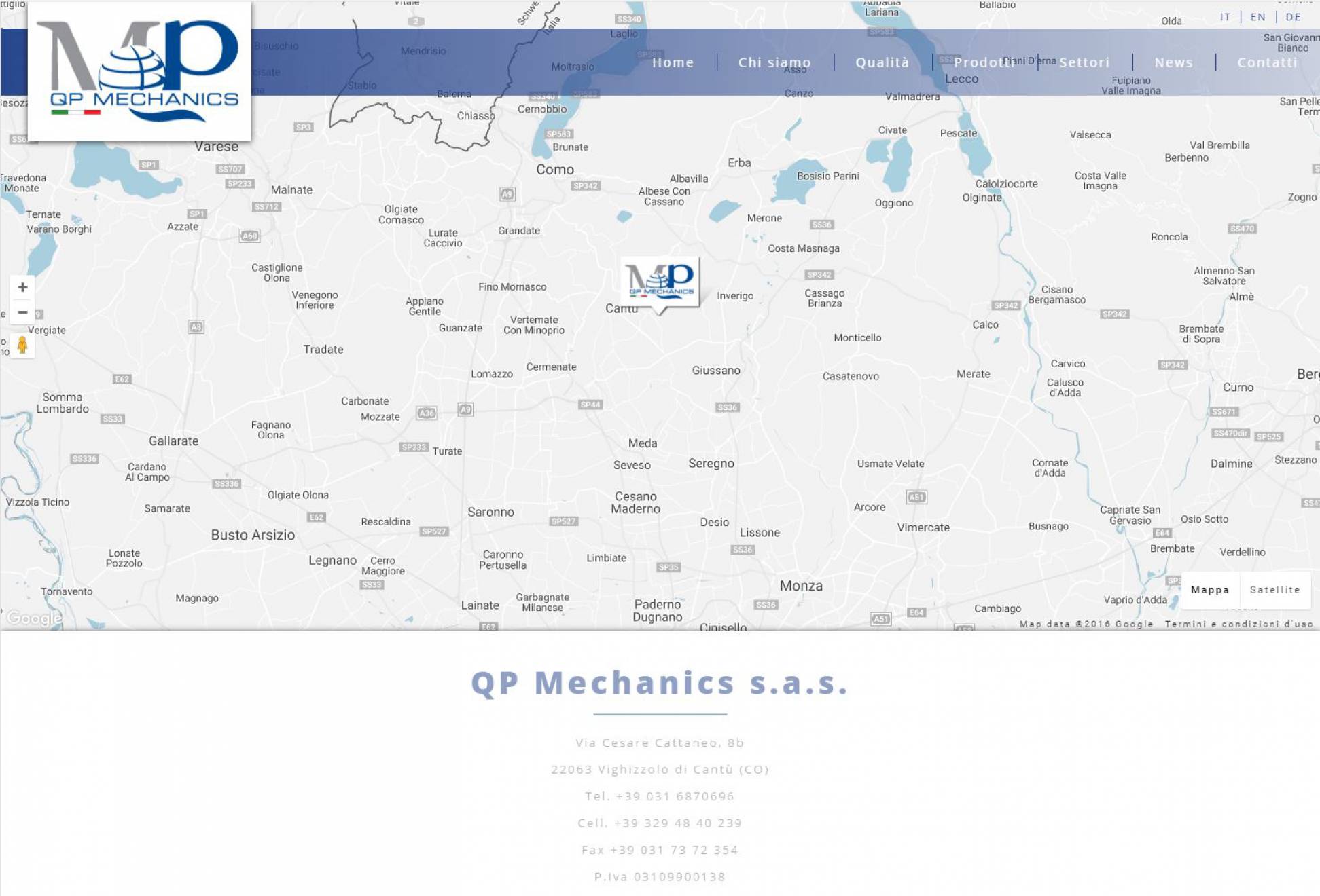 Contatti sito web responsive QP Mechanics NewVisibility