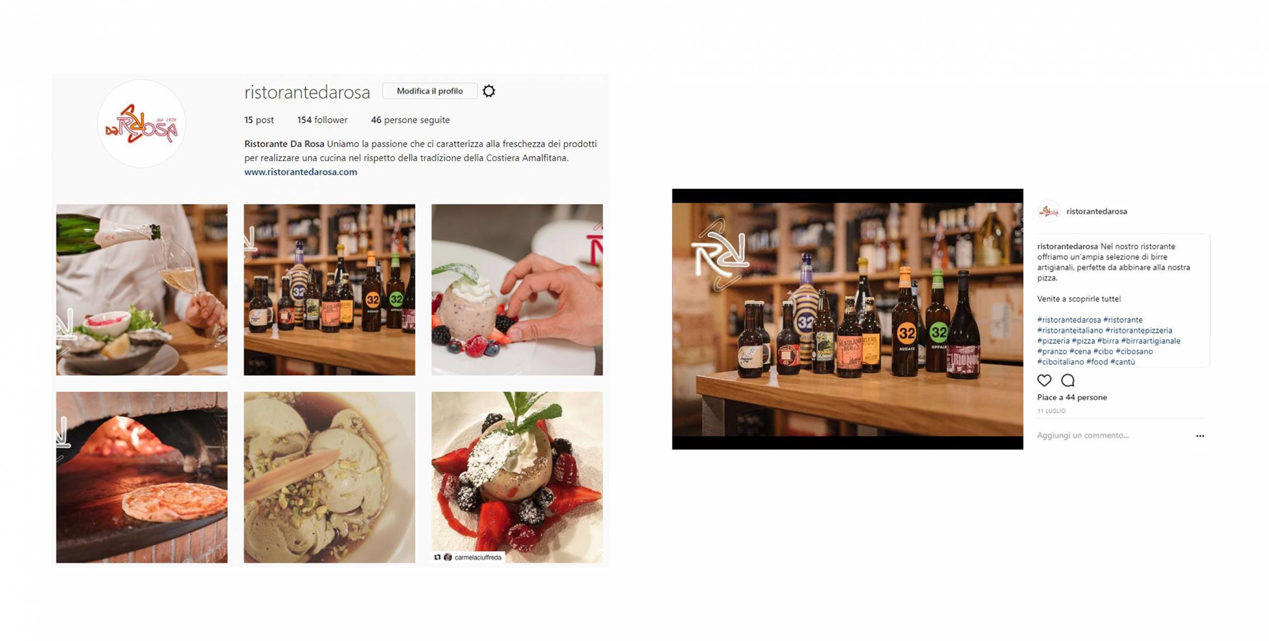 gestione social media ristorante da rosa newvisibility