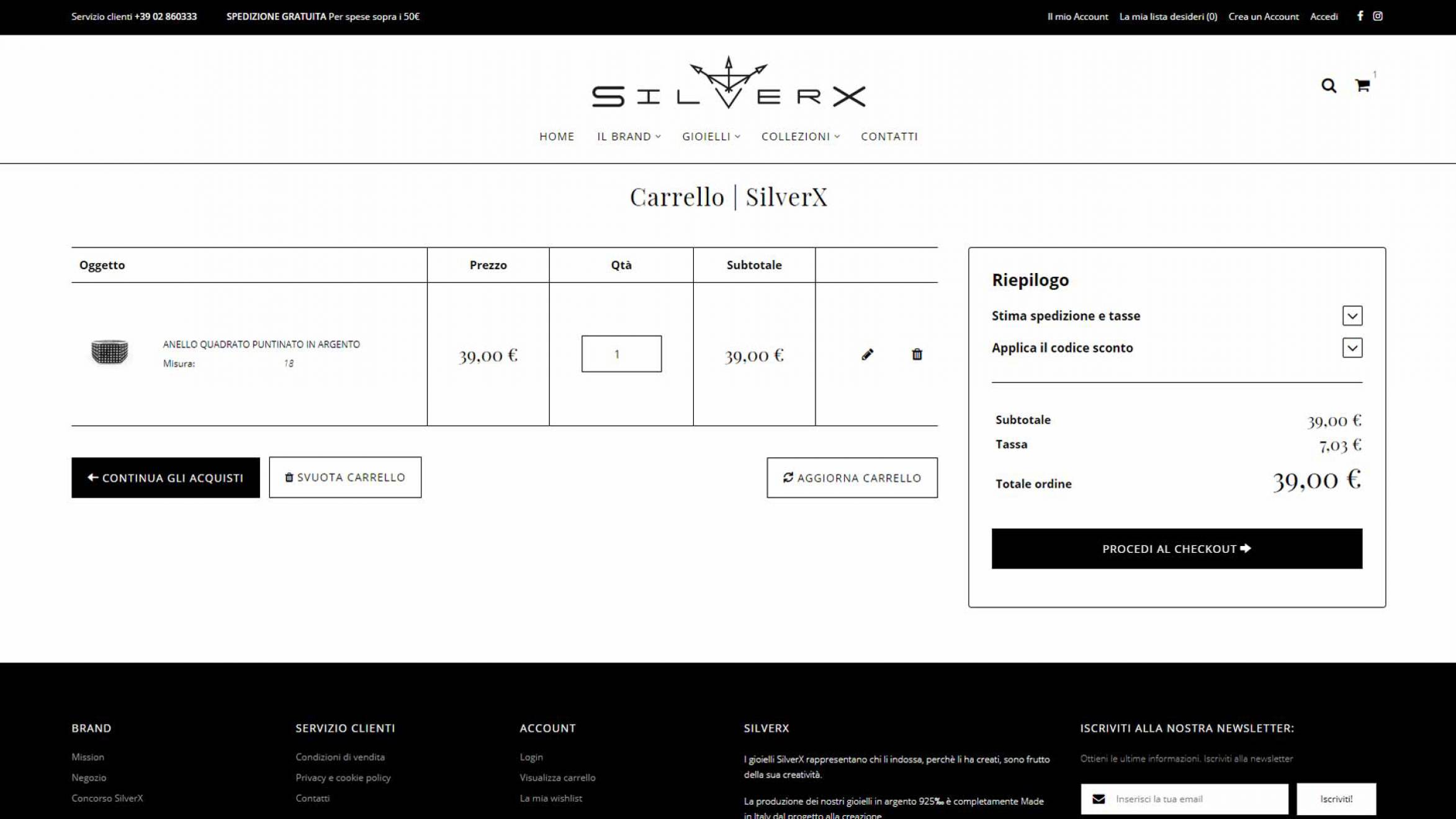Carrello e-commerce SilverX