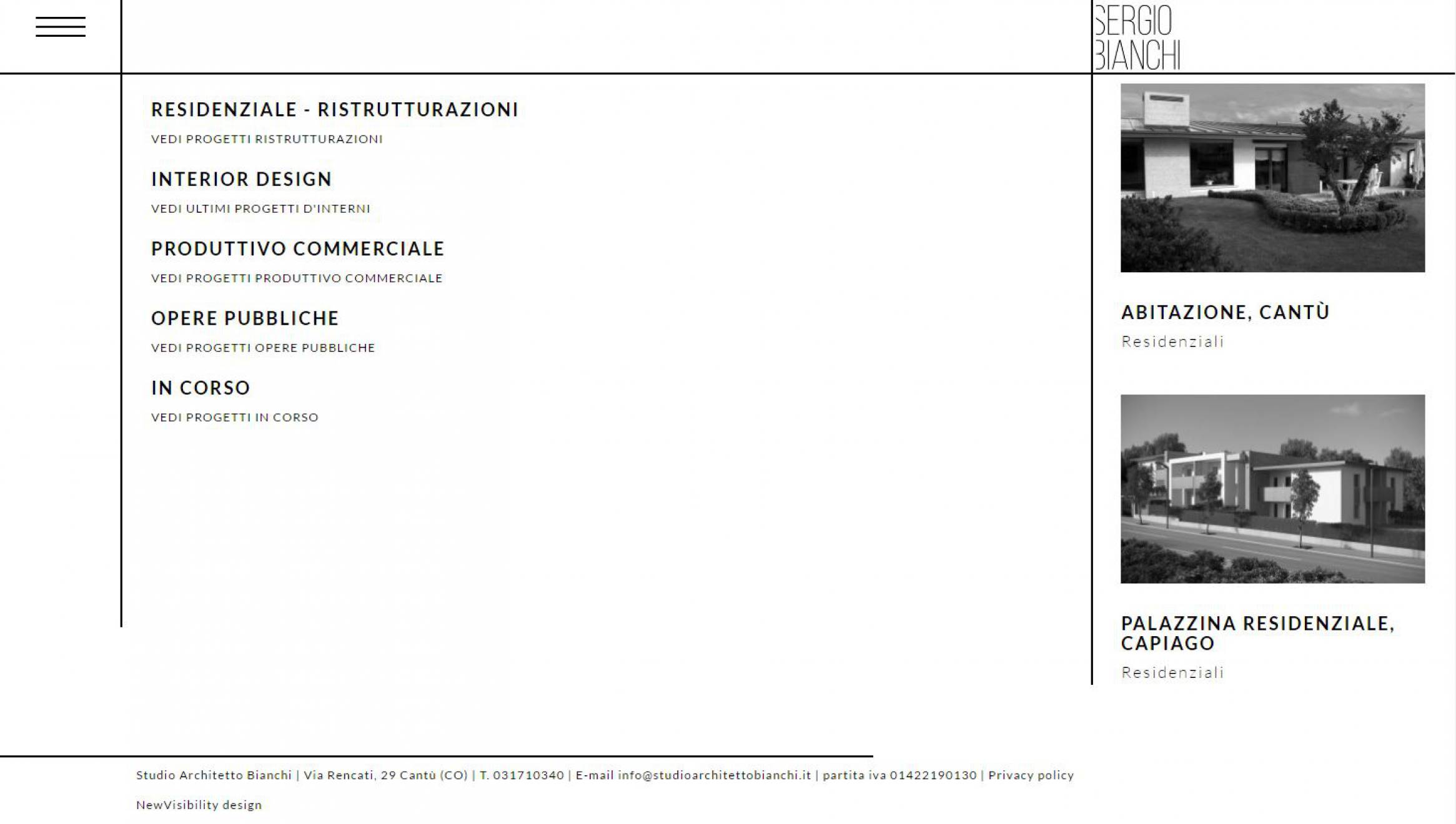 Pagina attività sito internet architetto bianchi newvisibility