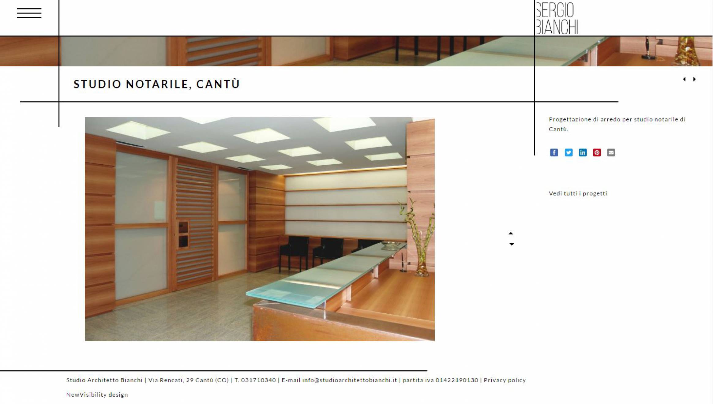 Pagina progetto sito internet architetto bianchi newvisibility